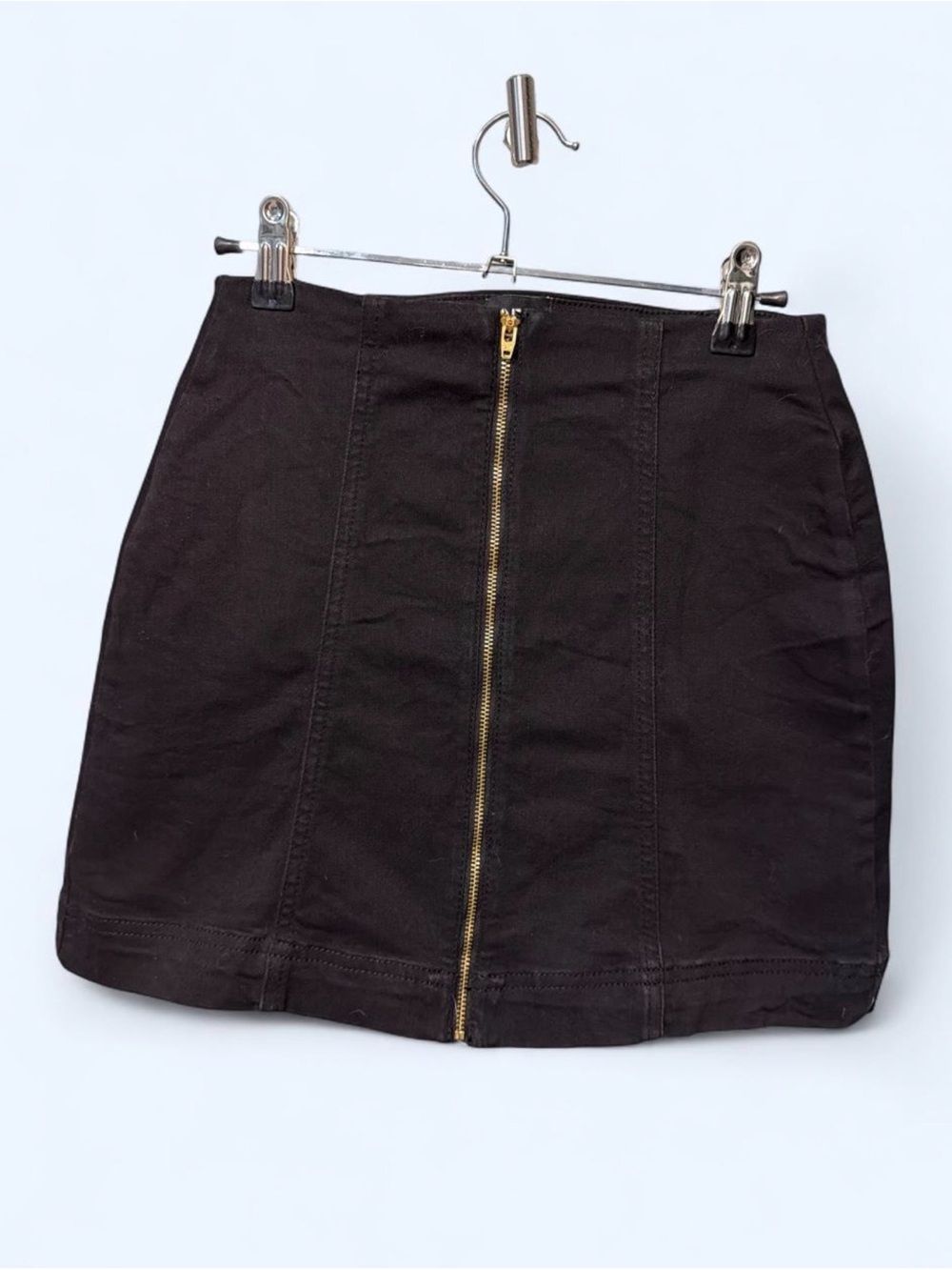 Urban Outfitters Classic Black High-Waist Zip-Front Mini Skirt